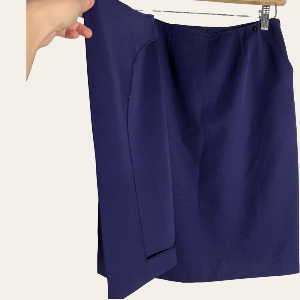 Giorgio Armani Solid Navy Purple Blue Straight Pencil Wrap Skirt Size 6 - Picture 7 of 11